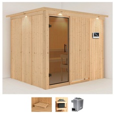 Bild von Sauna »Gitte«, (Set), 9-kW-Ofen mit externer Steuerung beige