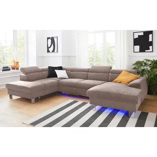 Cotta Wohnlandschaft »Komaris«, U-Form, B: 320 cm« mit Bettfunktion, Bettkasten & Licht,