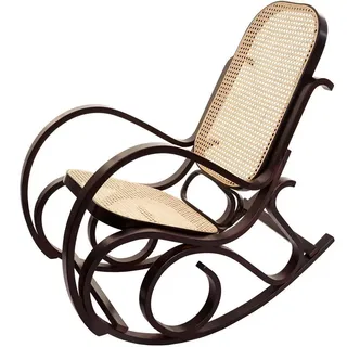 MCW Schaukelstuhl Walnuss Dekor , Walnussfarben , Holz , 55x90x96 cm , Wohnzimmer, Sessel, Schaukelstühle