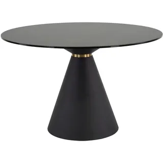 Novel Esstisch , Schwarz , Metall, Glas, Keramik , rund , konisch , 120x76x120 cm , Esszimmer, Esstische, Esstische Keramik