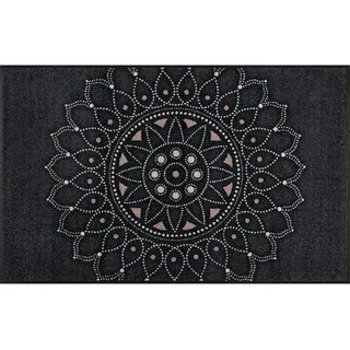 wash+dry FUßMATTE , Schwarz , Textil , Ornament , rechteckig , 75x120 cm , Oeko-Tex® Standard 100 , rutschfest, für Fußbodenheizung geeignet , Teppiche Und Böden, Schmutzfangmatten, Fussmatten