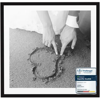 CABBEL 1x Bilderrahmen 60x60 cm Schwarz Rahmen 1-Pack | Dokumentenrahmen, Collage, Poster | MDF Holz-Posterrahmen Acrylglas | Picture Frame, Puzzlerahmen, Bilder, Fotorahmen zum Aufhängen