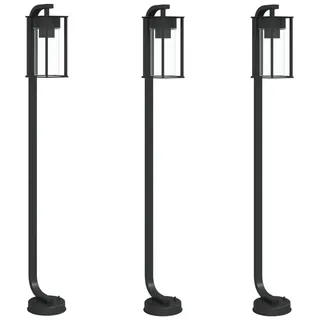 vidaXL Wegeleuchten 3 Stk. Schwarz 100 cm Edelstahl - Schwarz