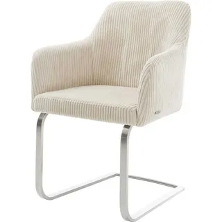 DeLife Freischwinger Greg-Flex Cord Beige Freischwinger flach Edelstahl Taschenfederkern