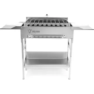 BBQ-Toro Edelstahl Grill mit Spießaufsatz 9 Spießen Grillrost Motor - Silber