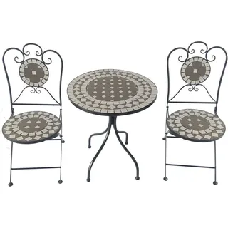 Lex Terassenset Mosaik Eisen 2 Stühle und 1 Tisch Gartengruppe Sitzgruppe Gartenmöbel klappbar