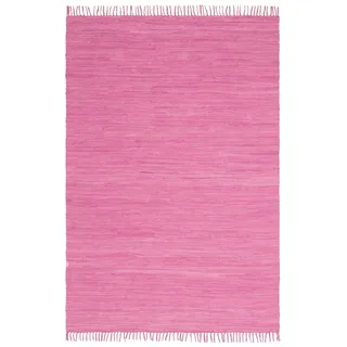 OTTO home Wollteppich »Ares« rechteckig 5 mm Höhe Uni Farben, handgewebt, mit Fransen, reine Baumwolle, waschbar, Läufer, lila