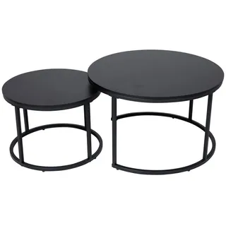 home collective Couchtisch rund Schwarz Holz 70 x 42,5 cm