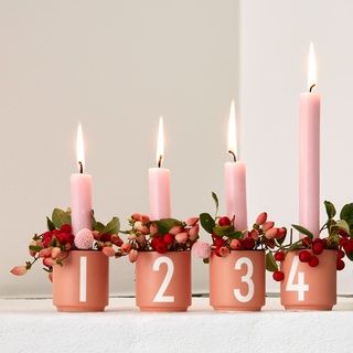 Design Letters Adventstassen 4 Stück | Ideal als Adventskerzenhalter, Advent Deko, Adventsgestecke | Porzellan Espressotassen Set für Weihnachtsdeko, Schreibtisch Deko| Kerzenhalter Adventskranz 50 Ml