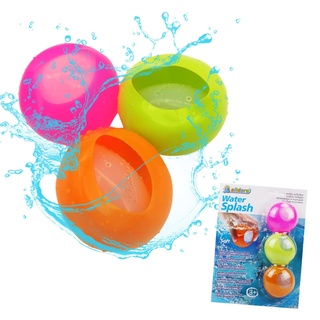 alldoro 63026 Water Splash 3er Set Wasserbomben, Wasserballons wiederverwendbar & selbstschließend, Wasser Balloon für Garten, Strand & Party, Kinder ab 3 Jahren & Erwachsene, orange/grün/pink