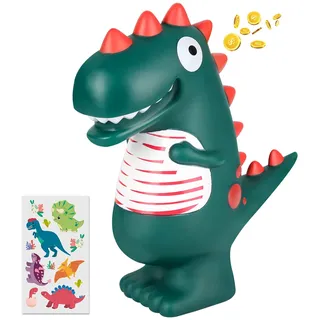 Spardose Dino Plastik Münze Sparschwein, Personalisierte Spardosen Kinder Junge Frauen, Modern Sparbüchse Zimmer Dekoration (Grün)