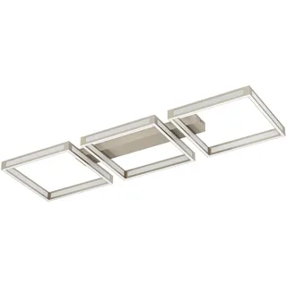 EGLO LED Deckenleuchte Altaflor, Deckenlampe, minimalistisch | Wohnzimmerlampe aus Metall in Nickel-Matt und Kunststoff in Weiß, LED Küchenlampe warmweiß, L 100 cm