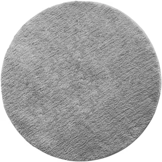 Floordirekt Badematte Sky - Badezimmerteppich - Weicher, dichter Hochflor - Rutschhemmend & Schnell trocknend - Geeignet für Fußbodenheizung - Eckig & Rund (Rund - Ø 95 cm, Silbergrau)
