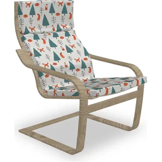 ABAKUHAUS Fuchs Poäng Sessel Polster, Snowy-Winter im Wald, Sitzkissen mit Stuhlkissen mit Hakenschlaufe und Reißverschluss, Teal Orange Schwarz - Orange