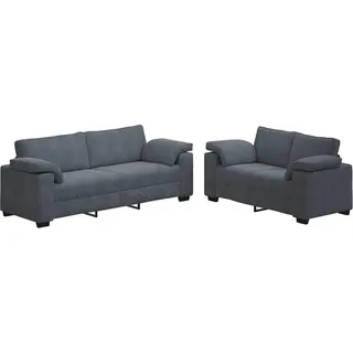SYFAXTM 2-teiliges Sofa-Set mit Kissen, dunkelgrauer Samt - Grau, Dunkelgrau