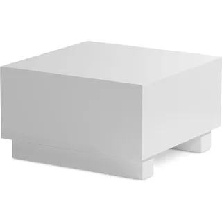Couchtisch FineBuy Sofatisch MONOBLOC Weiß Hochglanz 60x60 cm Wohnzimmertisch - Weiß