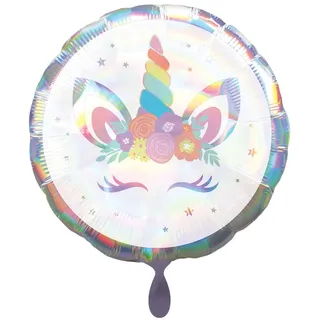 Amscan 4080801 4080801-Irisierender Einhorn-Party-Folienballon-18, mehrfarbig