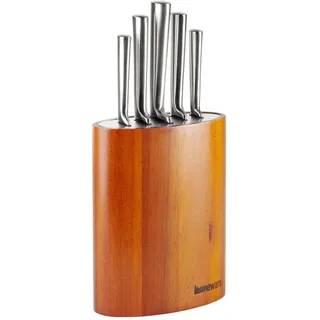 Homeware Profession. Messerblock , Akaziefarben, Edelstahlfarben , Holz, Metall , 6-teilig , Akazie , Lfgb , Küchenmesser, Messerblöcke