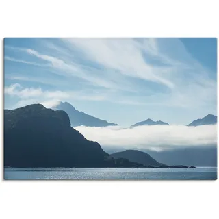 ARTland Leinwandbild »Haukland Beach Lofoten«, Berge, (1 St.), auf Keilrahmen gespannt, blau