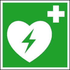 Bild Rettungszeichen-Aufkleber "Automatisierter Externer Defibrillator (AED)" quadratisch 15,0 x 15,0 cm