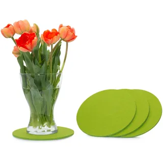 FILU Filzuntersetzer rund 20cm 4er Pack (Farbe wählbar) hellgrün - Untersetzer aus Filz für Tisch und Bar als Glasuntersetzer/Getränkeuntersetzer für Glas und Gläser