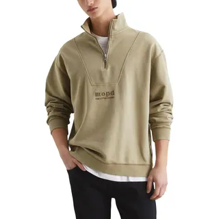 Marc O'Polo Denim Herren Troyer aus Bio-Baumwolle mit Zipper, Grün (Dusky Green), L