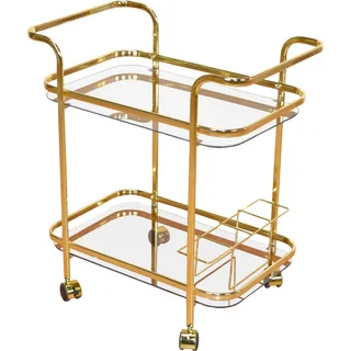Servierwagen HOME AFFAIRE, gold (goldfarben), B:69cm H:75cm T:44cm, Metall, Rollwagen, Servierwagen