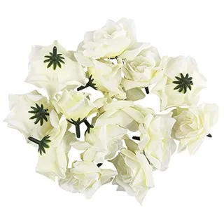 Ideen mit Herz Deko-Blüten, Kunstblumen, Blüten-Köpfe, Verschiedene Sorten, ca. Ø 4-5 cm (Rose - weiß - 14 Stück)