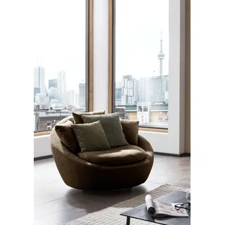 TRENDMANUFAKTUR Drehsessel »Maui, inklusive 2 Rückenkissen und 1 Zierkissen, moderne Optik« Sessel mit Drehfunktion, frei im Raum Stellbar, XXL Sessel, braun