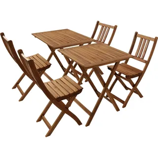 Balkonmöbel Set 6tlg. Akazie 2 Balkontische 60 x 60 cm BLOOM - Braun