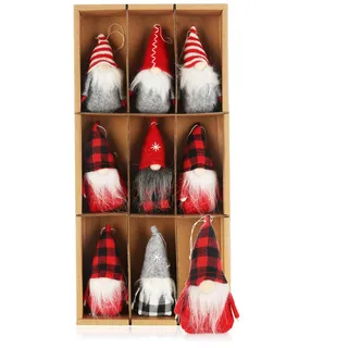 COM-FOUR® 9X Premium Weihnachtsmann-Anhänger für den Weihnachtsbaum | schwedisch-skandinavische Deko-Trolle - Christbaum-Figuren Anhänger als Baumbehang - Weihnachtsschmuck oder Geschenk-Anhänger