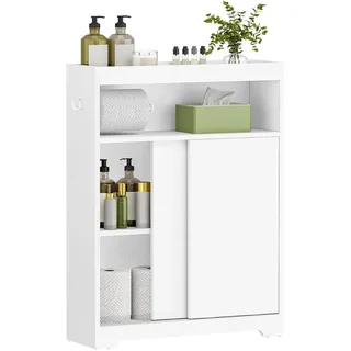 Relaxdays Nischenschrank, 4 Fächer, Toilettenpapierhalter, Haken, HxBxT 80 x 20 x 60 cm, Badezimmer, MDF, Badregal, weiß