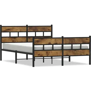vidaXL Metallbett ohne Matratze Räuchereiche 140x190 cm - Braun