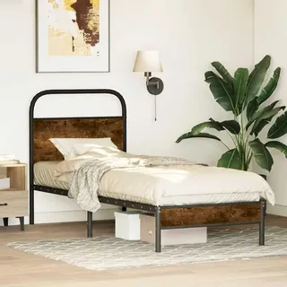 vidaXL Bettgestell ohne Matratze 80x200 cm Räuchereiche Holzwerkstoff - Braun