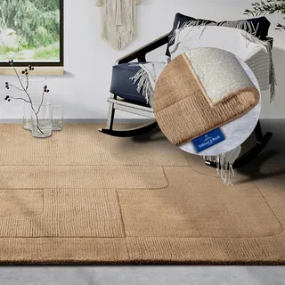Villeroy & Boch Wollteppich »Charlotte« rechteckig 10 mm Höhe Läufer, Handgewebt, Wolle, Natur, Läufer, Wohnzimmer, Geometrie, beige