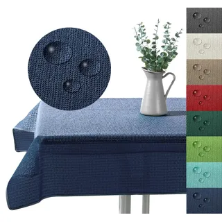 Outdoor Tischdecke Gartentischdecke wasserfest wetterbeständig rutschfest waschbar Outdoortischdecke Weichschaum Garten Balkon Camping Party Tischdeko Typ883 dunkelblau 130x220 cm eckig