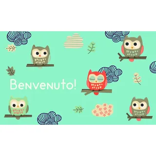 GIFTCOMPANYITALY OGGETTI IDEE DESIGN Gift Company Fußmatte Eulen, Cocco/PVC, hellblau, 75 x 1,5 x 45 cm