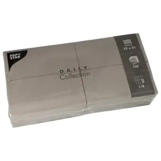Papstar 150 Servietten 'Daily Collection' 1/8-Falz 32 cm x 32 cm grau