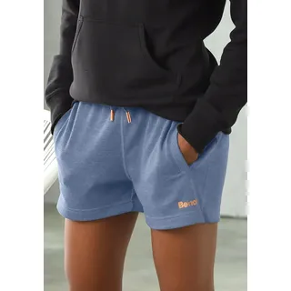 Relaxshorts BENCH. LOUNGEWEAR, Damen, Gr. 32/34, N-Gr, blau (jeans, meliert), Sweatware, Obermaterial: 60% Baumwolle, 40% Polyester, meliert, unifarben, Basic, Basic kurz, Hosen Relaxshorts, Sweathose mit kurzen Seitenschlitzen und seitliche Taschen, Loungewear, Topseller