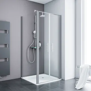 Schulte ExpressPlus Eck-Duschkabine mit Pendeltür 90 x 192 cm silber Klarglas D648360641500