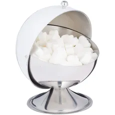 Bild von Zuckerdose, mit Rolldeckel, glänzender Edelstahl, für Zucker & Süßigkeiten, Bonbondose, Zuckerkugel, weiß, 1 Stück