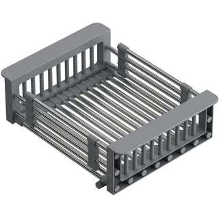 QUADRON Abtropfkorb, Abtropfgestell für Spüle | Größe 30 x 22,5 x 10 cm Grau | Teleskop-Abtropfgestell aus Edelstahl | zum Spülen von Küchenspülen oder Arbeitsplatten, Obst- und Gemüseabfluss