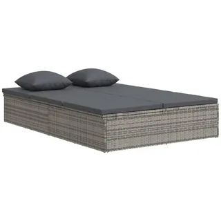vidaXL Polyrattan Sonnenliege dunkelgrau inkl. Auflagen 317240