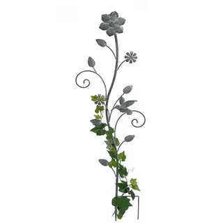 DanDiBo Dandibo Rankhilfe mit Blumen Rankgitter aus Metall H-110 cm Kletterhilfe 96014 Ranke für Kletterpflanzen Vintage , Grau , 34x110x3 cm , Dekoration, Gartendeko