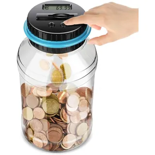 Digitale Sparschwein-Zähler Automatische Spardose Geld sparen Box Münze Spartopf Container mit LCD-Display und großer Kapazität (1,8 Liter)