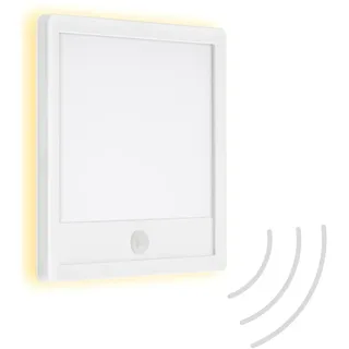 TELEFUNKEN - LED Außenwandleuchte, Außenwandlampe inkl. Bewegungsmelder, inkl. Dämmerungssensor, Backlight Effekt, 15 Watt, 2.000 Lumen, 4.000 Kelvin, IP44, Quadratisch, Weiß, 250x250x45mm (LxBxH)