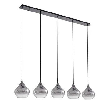 Lucande Pendelleuchte Jarven (Modern) in Alu aus Glas (5 flammig, E27) - Hängelampe Esstischlampe Hängeleuchte Wohnzimmerleuchte