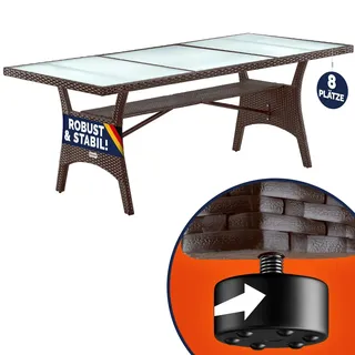 CASARIA Polyrattan Gartentisch 190 x 90 x 74 cm Braun