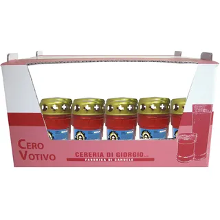 30 Votivkerzen mit Regenschutz – Farbe Rot – 120 g Wachs – Brenndauer 32 Stunden – Modell P30 Cereria Di Giorgio