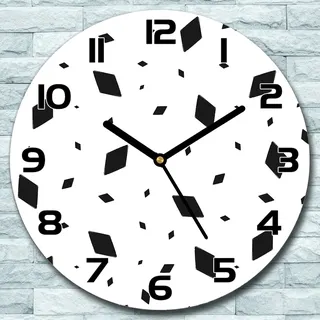 Wanduhr aus Glas Rund fi 30 Minimalistische Diamanten Deko Schlafzimmer Büro